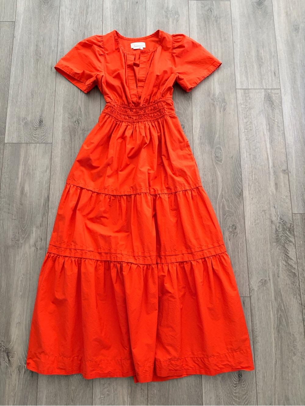 Anthropologie Orange Maxi Dress with Smocked Waist